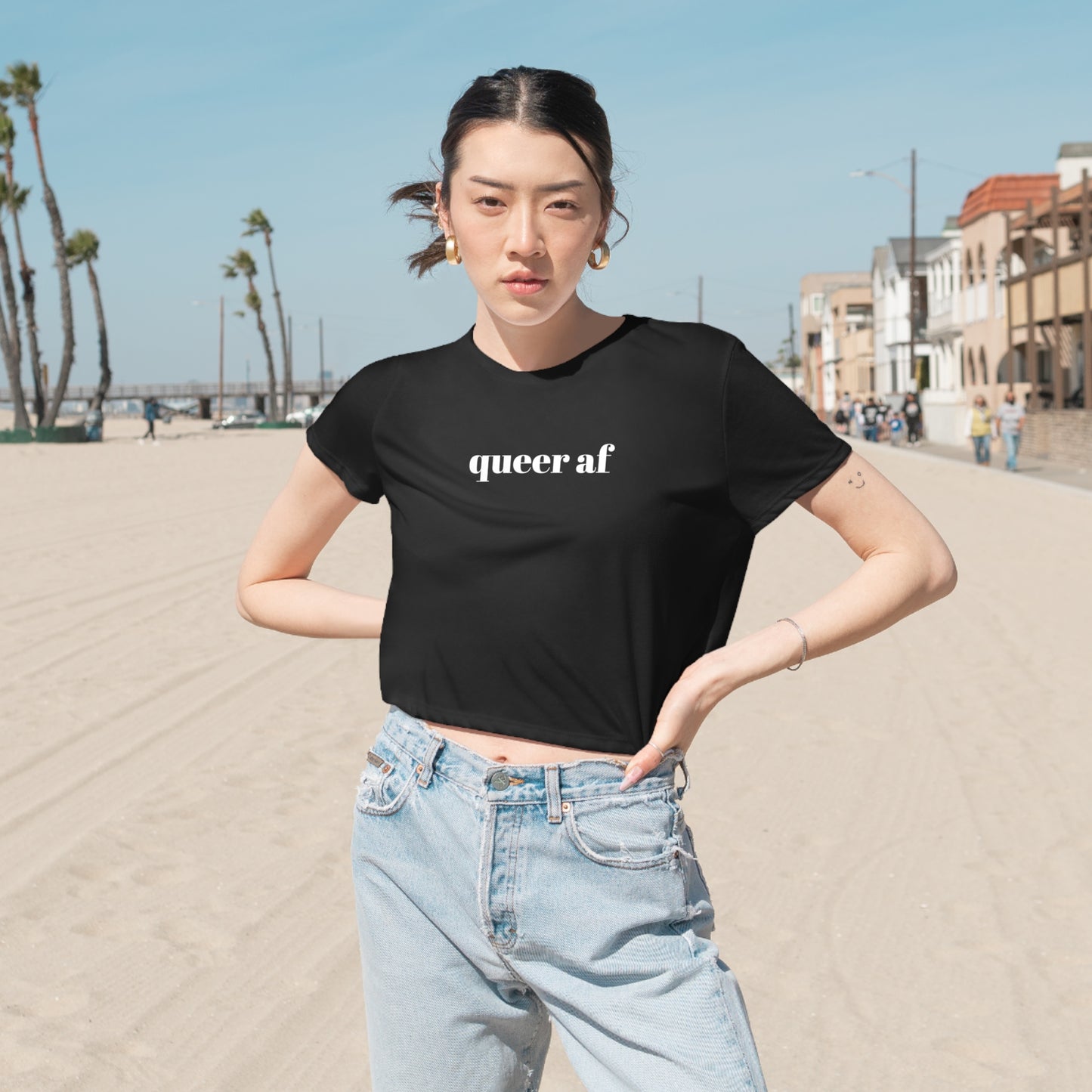Queer AF Flowy Cropped Tee