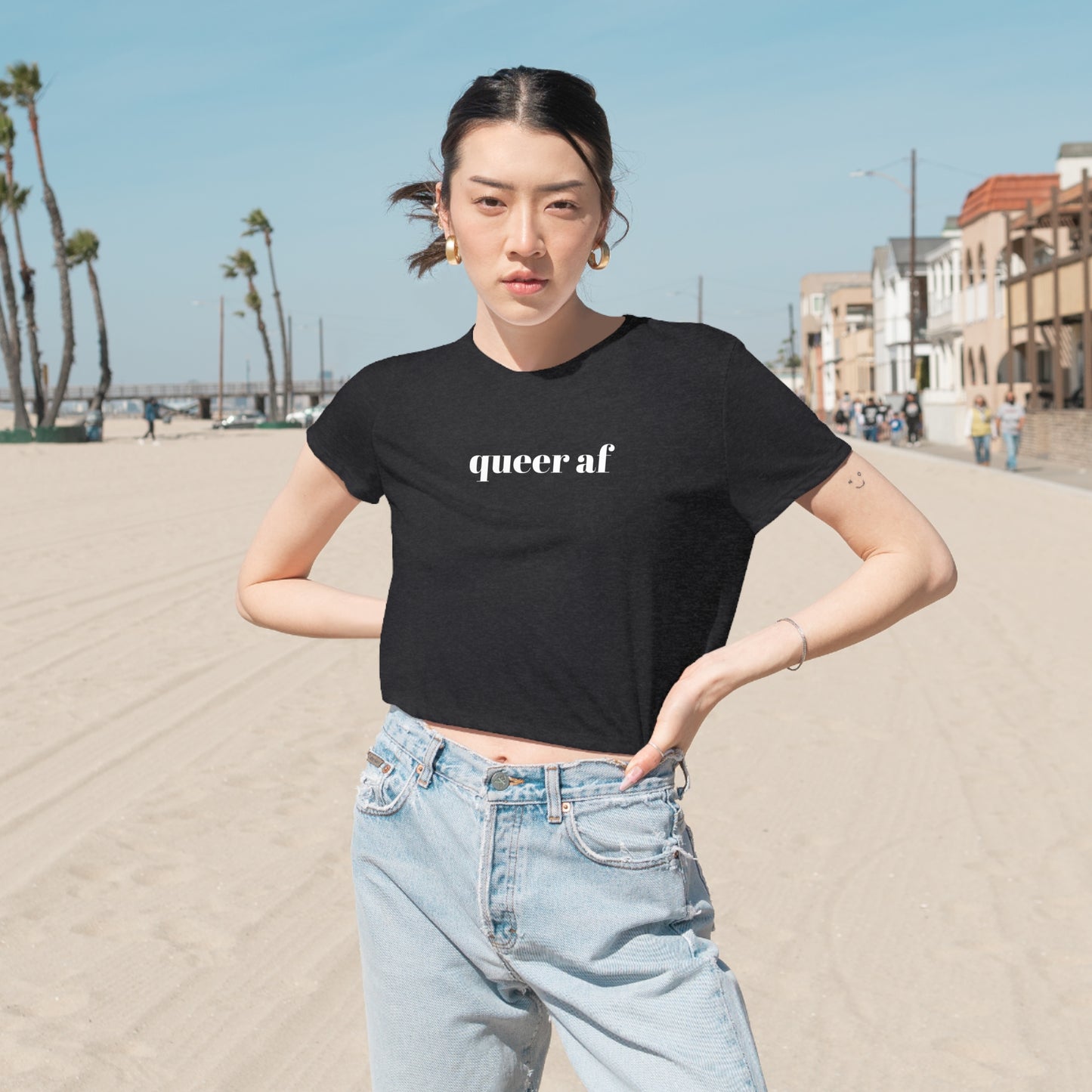 Queer AF Flowy Cropped Tee