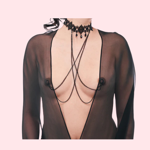 Lace Collar with Nipple Ties