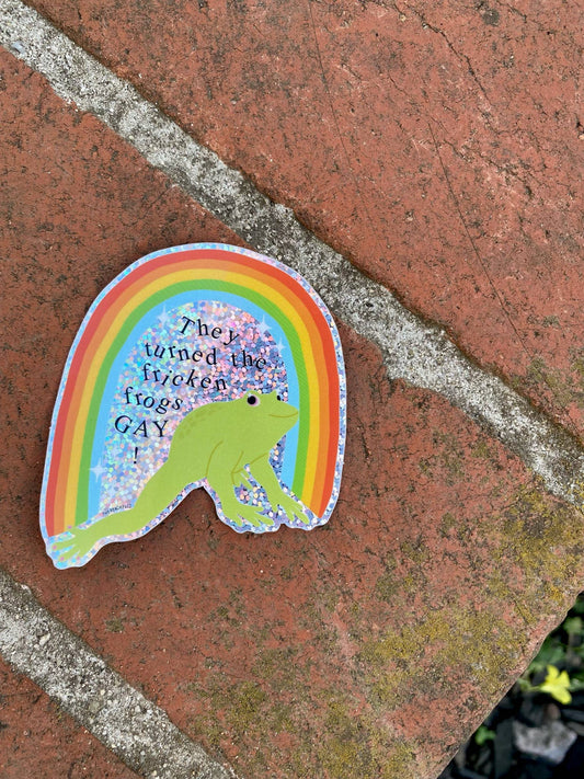 Turn The Frogs Gay Glitter Sticker